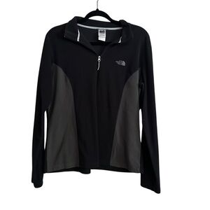 The North Face Quarter Zip Black & Grey Fleece Jacket Size XL